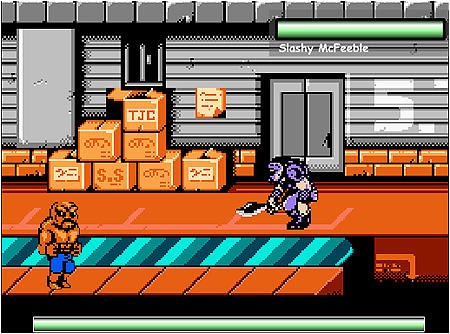 A screenshot from the original 2002 demo of Abobo's Big Adventure.