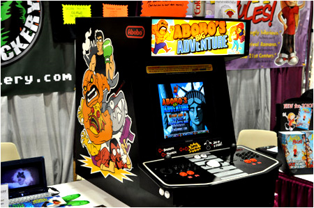 The custom arcade cabinet built for Abobo's Big Adventure.