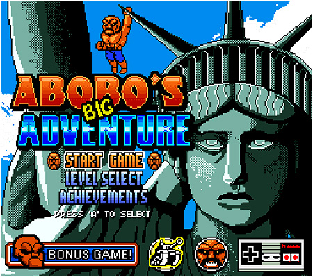 The title screen for Abobo's Big Adventure.