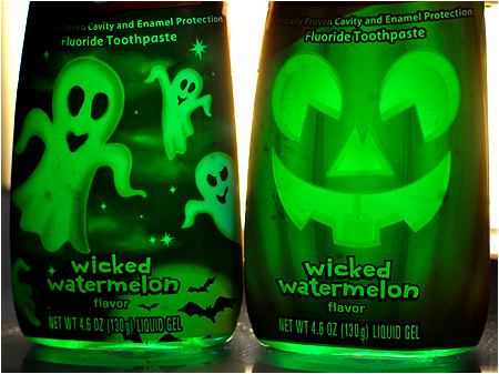 Wicked Watermelon toothpaste may not glow, but it looks really nice when backlit.