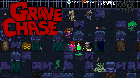 Grave Chase: a new retro-style Halloween horror video game now available on Steam for PC, Mac, & Linux!