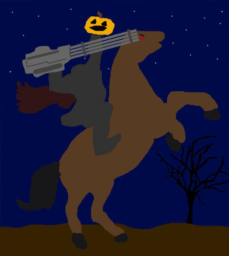 The Headless Horseman has some serious firepower!