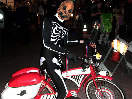 Taking out Pee-wee Herman's bicycle for a spin on Halloween!