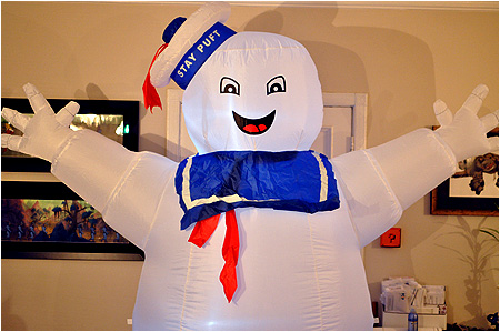 Behold the fully inflated 8-foot tall Stay Puft Marshmallow Man!