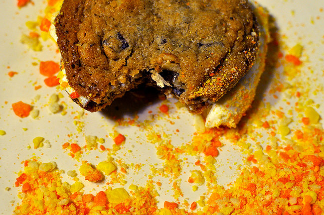 Behold The Candy Corn Pebbles Cereal Ice Cream Sandwich!