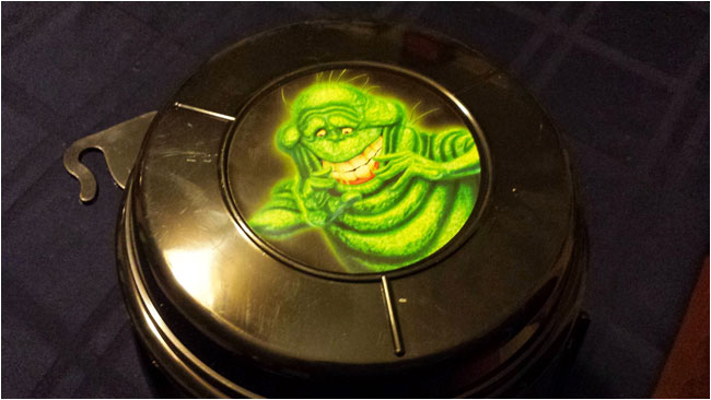 Slimer on the Krispy Kreme Ghostbusters donuts bucket!