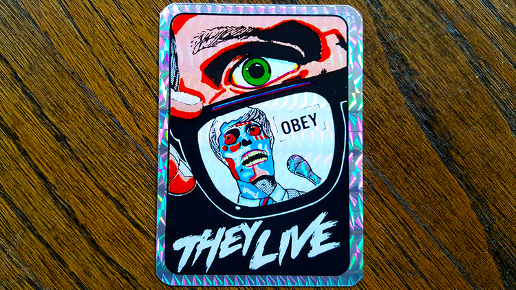 They Live vintage horror prism vending machine sticker!