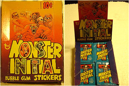 A box of Topps Monster Initial Stickers from 1974!