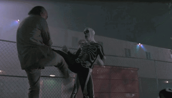 The Karate Kid - Halloween Skeleton gets kicked in the nuts!