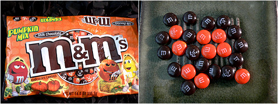 Think we can fit a candle in an M&M to light it up like a jack-o-lantern?
