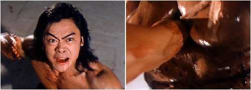 That guy has a really greasy chest.
