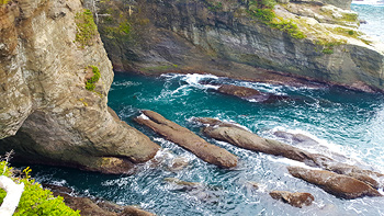 One of the many sea caves created by the tides.