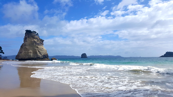 Large stone formations like this were all around the shoreline in the area and reminded me of where I took Re to Cannon Beach years ago.