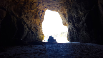 Heading out of the cave and back to the main beach area.