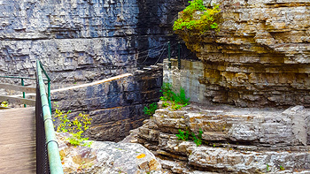 Hiking down the Rim Walk Trail at Ausable Chasm