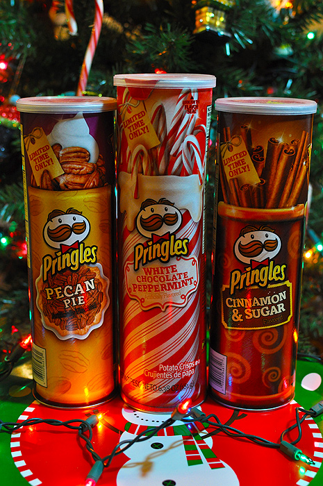 Pringles Limited Edition Pecan Pie, Cinnamon & Sugar, and White Chocolate Peppermint Potato Chips