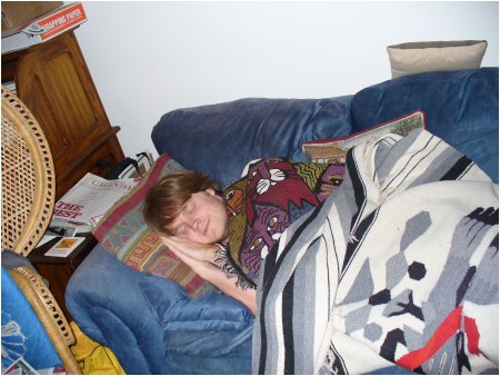 Keep your voices down! He's trying to sleep!